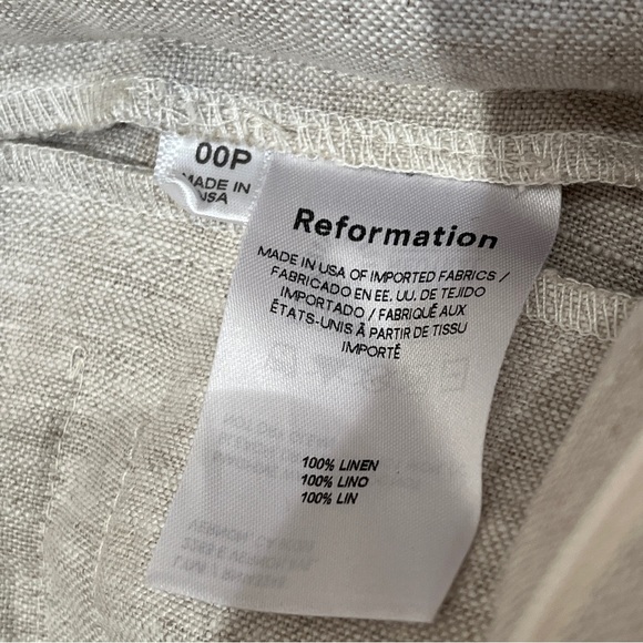 REFORMATION Petite 00P Vesta Oatmeal Linen Pants NEW - Picture 10 of 16